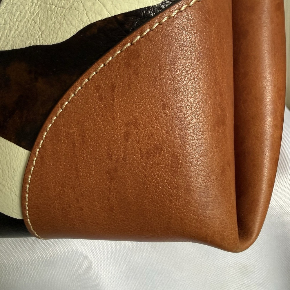 Dooney & Bourke Zebra Leather Satchel 30 Black White Brown Crossbody Bag Purse - Picture 13 of 16